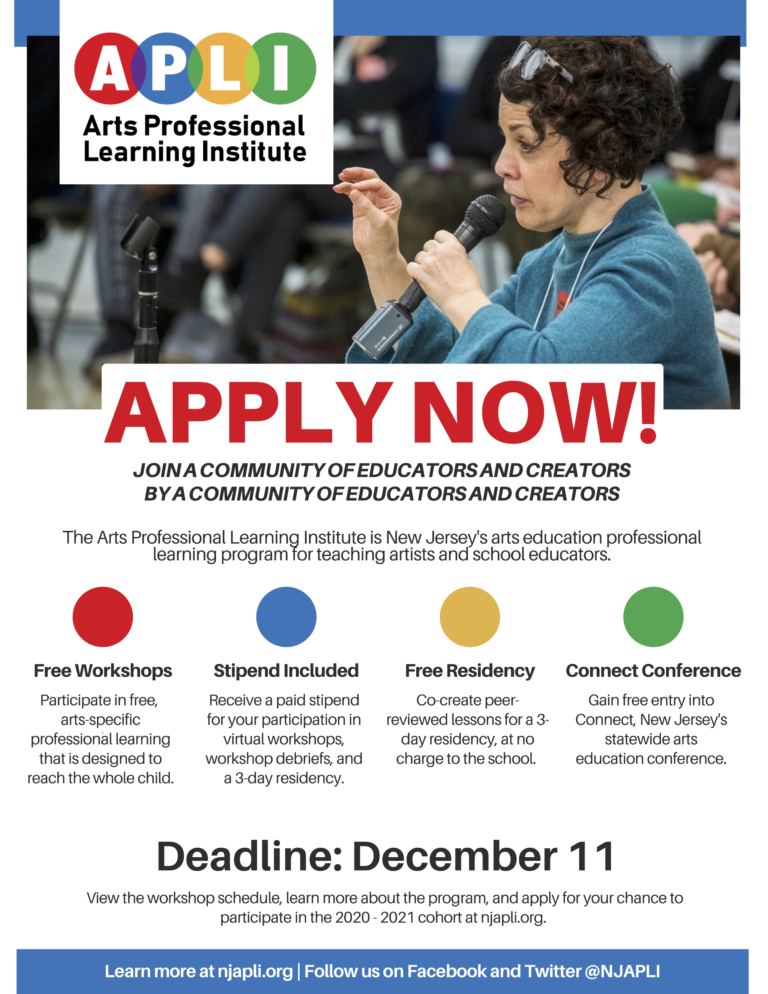 Deadline Extended to 12/11 for the 2020–2021 Arts Professional Learning Institute