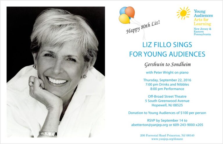 Liz Fillo Sings For Young Audiences – September 22, 7pm at the New Off Broad Street Theatre
